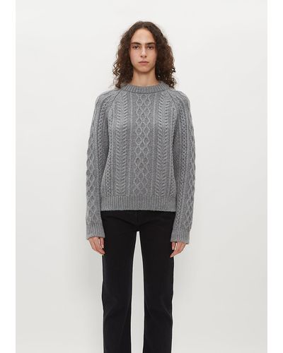 Begg x Co Isla Cable Knit Crew Sweater - Grey