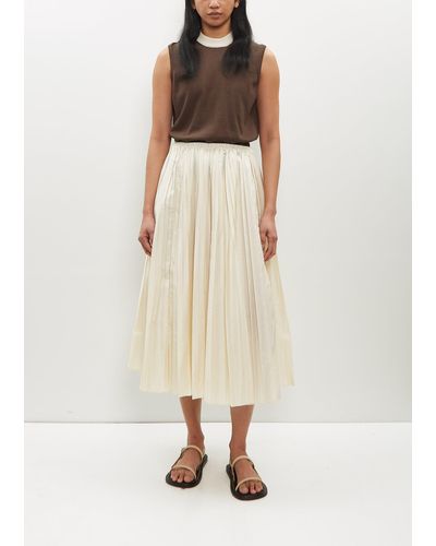 Sara Lanzi Washed Taffeta Pleated Skirt - Natural