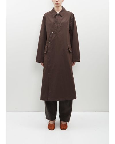 Lemaire Cotton Blend Asymmetrical Raincoat - Brown