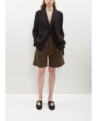 Y's Yohji Yamamoto Gurka Cotton-flax Shorts - Black