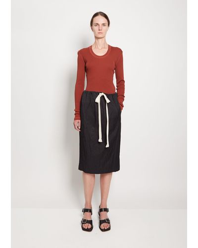 Lemaire Crinkled Drawstring Cotton Blend Skirt - Red