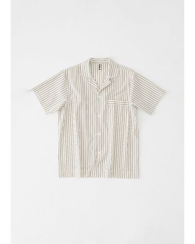Tekla Cotton Poplin Pyjamas Short Sleeve Shirt - White