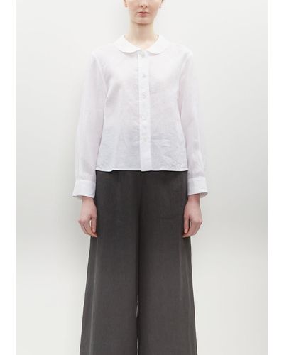 Margaret Howell Round Collar Linen Shirt - White