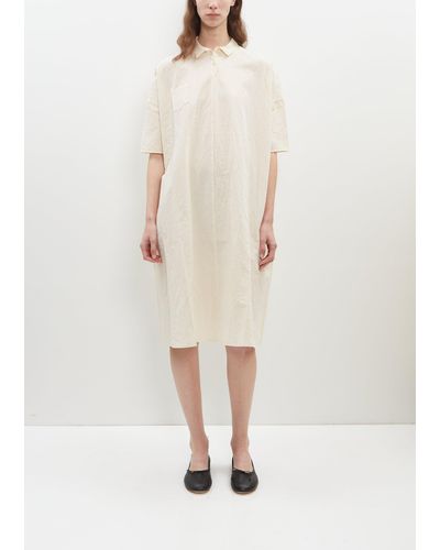 Apuntob Cotton Linen Shirt Dress - Natural