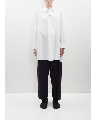 Y's Yohji Yamamoto Long Draped Panel Shirt - White