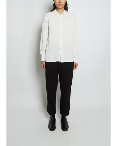 Pas De Calais Mandarin Collar Cotton Blouse - White