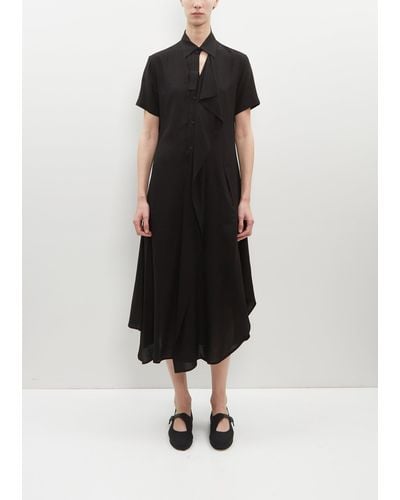Y's Yohji Yamamoto Left Hanging Cloth Dress - Black