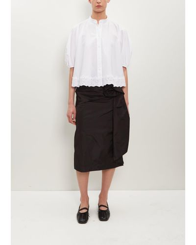Simone Rocha Pencil Skirt With Pressed Rose - White