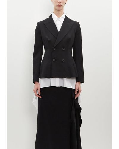 Yohji Yamamoto Wool Double Breasted Jacket - Black