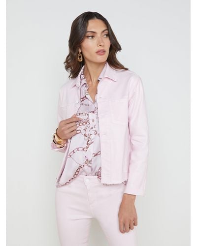 L'Agence Janelle Coated Denim Jacket - Pink
