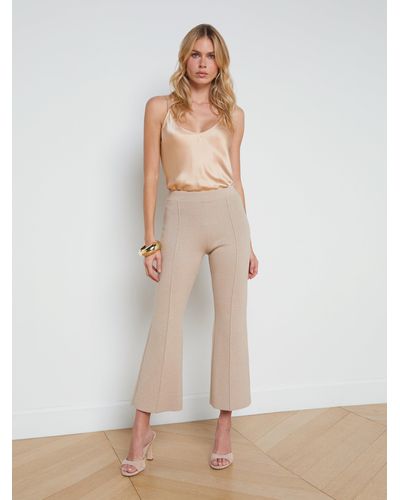 L'Agence Ren Cropped Flare Knit Pant - White