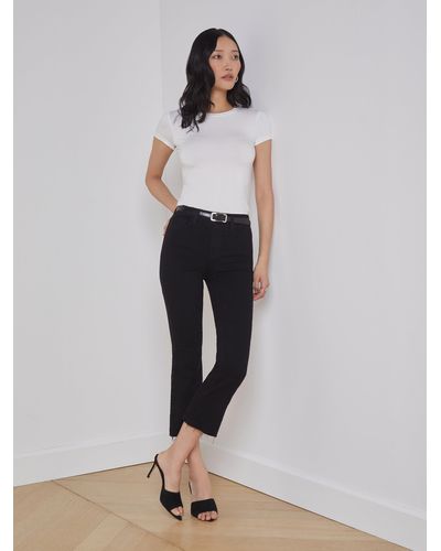 L'Agence Kendra Cropped Flare Jean - Black