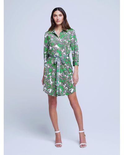 L'Agence Addison Shirt Dress - Green