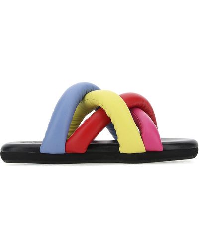 Moncler 1 Moncler Jw Anderson Multicolor Braided Slides - Women's - Calf Leather/rubber - White