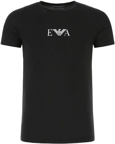 Emporio Armani Black Stretch Cotton T-shirt Set