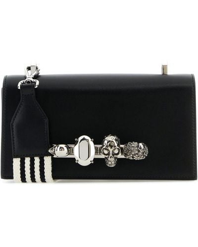 Alexander McQueen Jeweled Satchel Crossbody Bag - Black