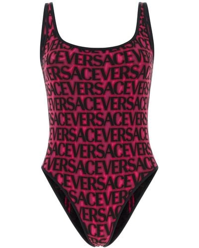 Versace Logo One-piece Swimsuit - Red