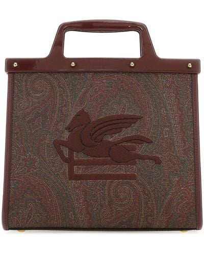 Etro Love Trotter Bag In Coated Cotton With All Over Paisley in Brown | Lyst