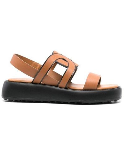 Tod's Leather Platform Sandals - Brown