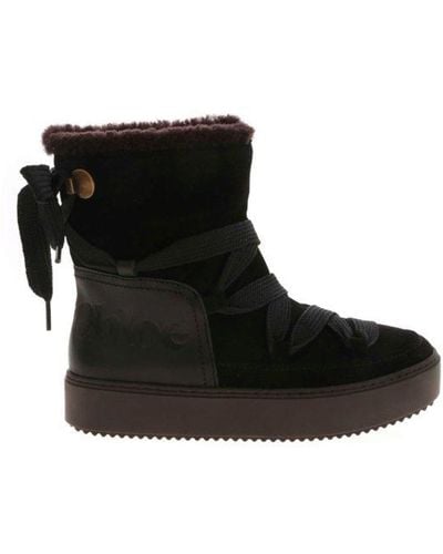 See By Chloé Mary Ankle Boots With Logo In - Black