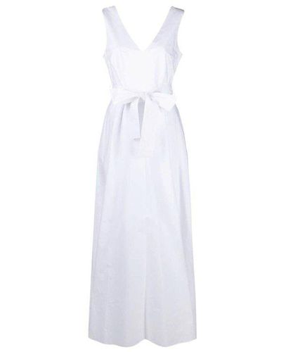 P.A.R.O.S.H. V-neck Flared Maxi Dress - White