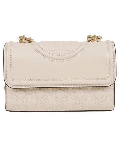 Tory Burch Small Fleming Convertible Leather Shoulder Bag - Natural