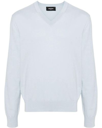 DSquared² V Neck Knit Pullover - White