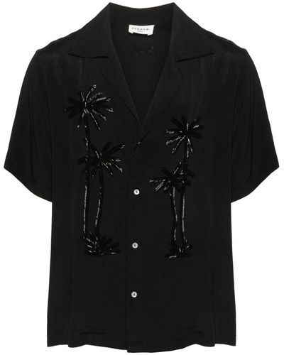 P.A.R.O.S.H. P.A.R.O..H. Bead Embellished Camp-Collar Shirt - Black
