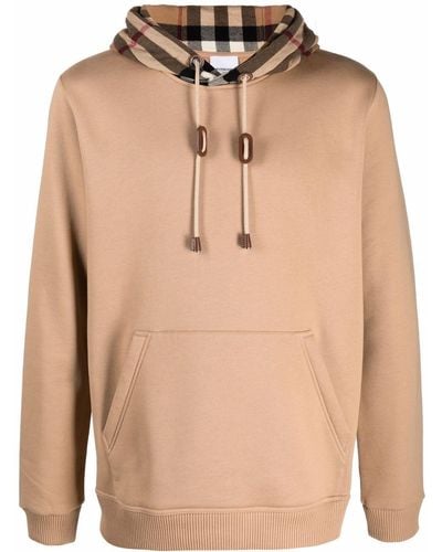 Burberry Logo Cotton Hoodie - Natural
