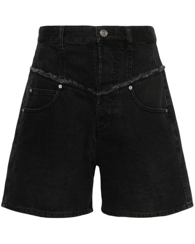 Isabel Marant Frayed-detail Denim Shorts - Black
