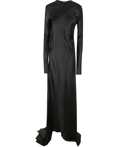 Ann Demeulemeester Demy X-Long High Slit Long Sleeve Dress - Black