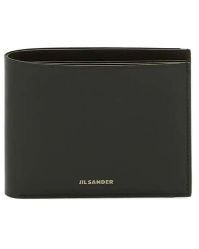 Jil Sander Calf Leather Wallet With Printed Logo On The Front - Black