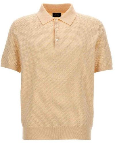Brioni Woven Knit Polo Shirt - Natural