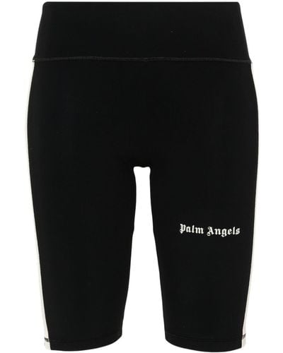 Palm Angels Cyclist Track Logo-Printed Shorts - Black