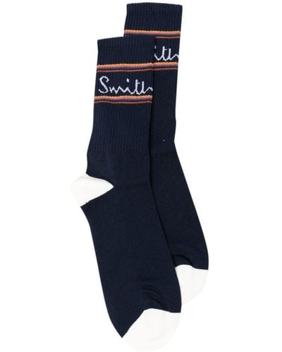 Paul Smith Intarsia-knit Logo Socks - Blue