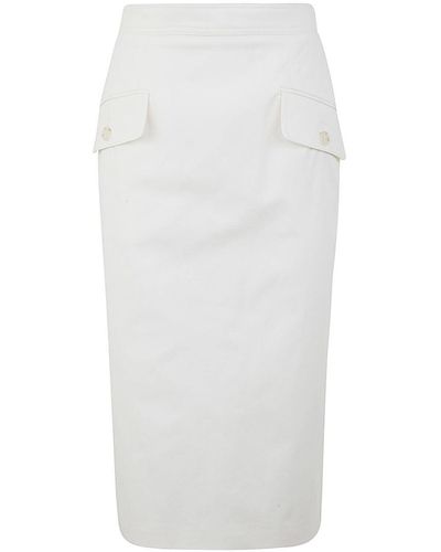 Alberta Ferretti Stretch Gabardine Skirt - White