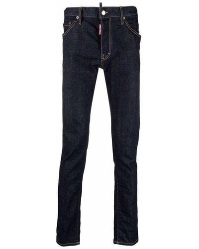 DSquared² Jeans With Hide Buttons And Logo Patch - Blue