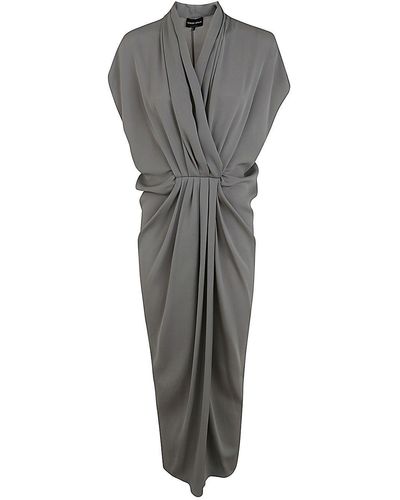 Giorgio Armani V Neck Long Dress - Grey