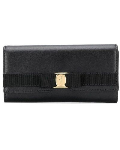 Ferragamo Vara Leather Continental Wallet - Black