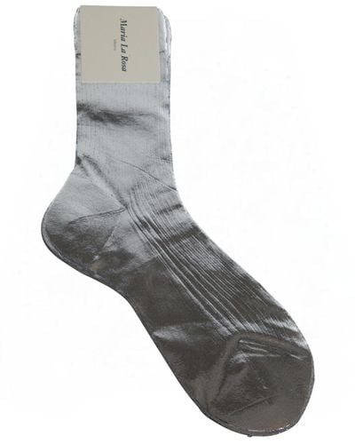 Maria La Rosa One Ribbed Laminated Socks - Gray