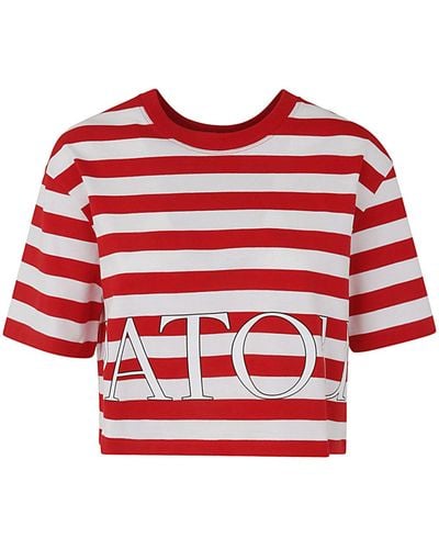 Patou Breton Stripe Cropped T-Shirt - Red