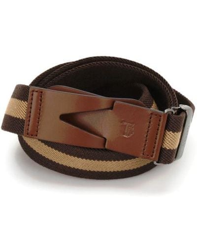 Tod's Canvas And Leather Greca Belt - Brown