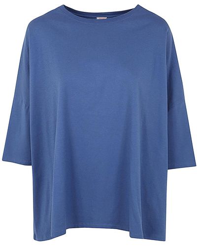 A PUNTO B Short Sleeves Crew Neck Oversize T-Shirt - Blue