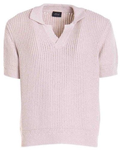 Brioni Wool Blend Polo Shirt - Pink