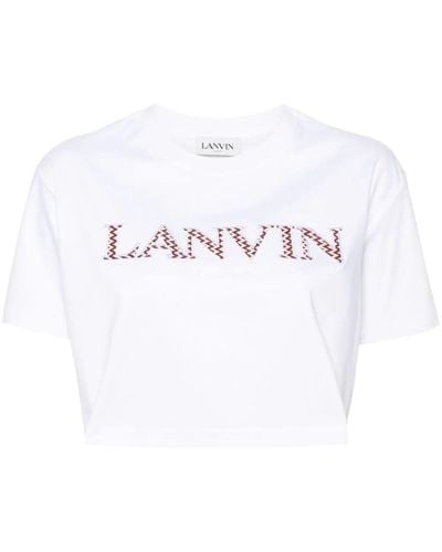 Lanvin Curb Embroidered Cropped T-Shirt - White