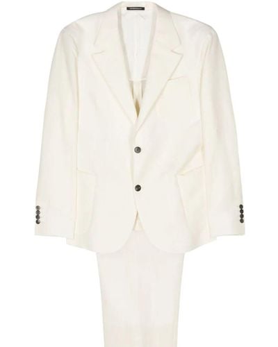 Emporio Armani Single-breasted Linen Blend Suit - Natural