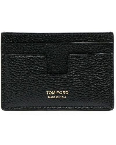 Tom Ford Soft Grain Leather T Line Cardholder - Black