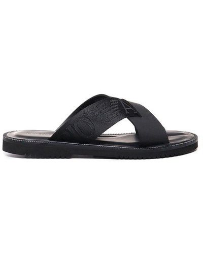 Emporio Armani Leather Flip Flops - Black