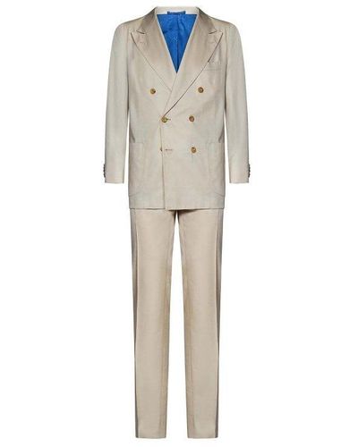 Kiton Tailored Suit In Natural Cotton