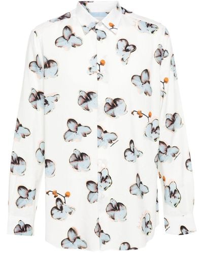 Paul Smith Orchid-Print Shirt - White
